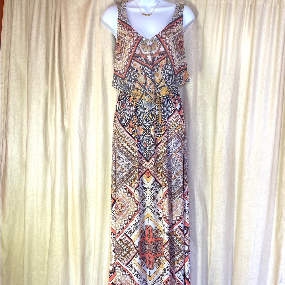 Style & co. • Aztec print flounce top maxi dress
